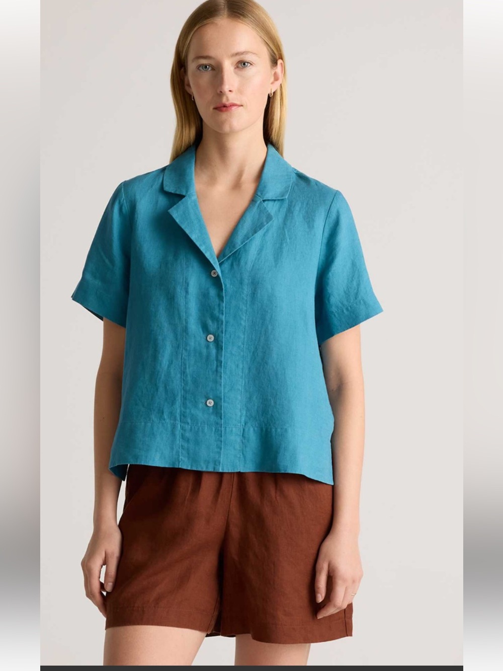 Quince 100% European Linen Mineral Blue Button Shirt SZ S